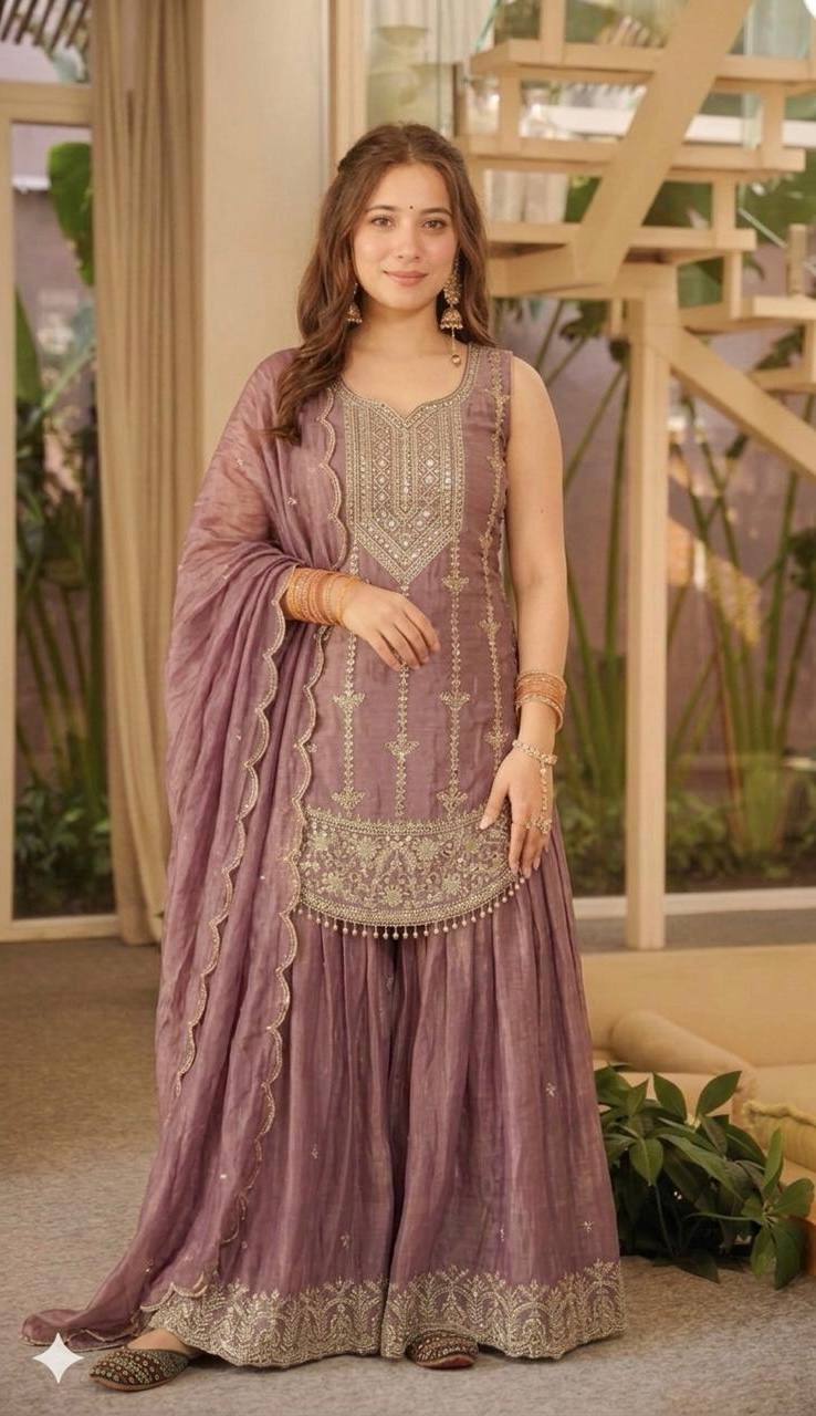 Dark Metallic Purple Kurta Set